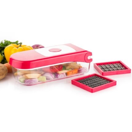 Plastic Chopper Vegetable and Fruit Cutter, Red